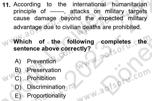 International Law Dersi Dönem Sonu Sınavı Deneme Sınav Soruları 11. Soru