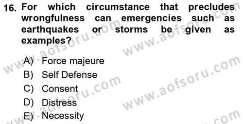 International Law Dersi Dönem Sonu Sınavı Deneme Sınav Soruları 16. Soru