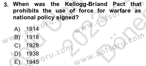 International Law Dersi Dönem Sonu Sınavı Deneme Sınav Soruları 3. Soru