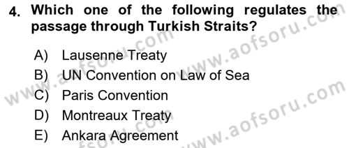 International Law Dersi Dönem Sonu Sınavı Deneme Sınav Soruları 4. Soru