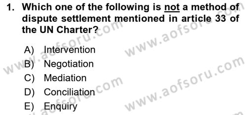 International Law Dersi 2023 - 2024 Yılı Yaz Okulu Sınav Soruları 1. Soru