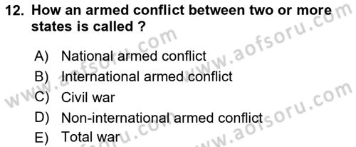 International Law Dersi 2023 - 2024 Yılı Yaz Okulu Sınav Soruları 12. Soru