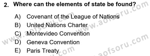 International Law Dersi 2023 - 2024 Yılı Yaz Okulu Sınav Soruları 2. Soru