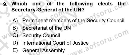 International Law Dersi 2023 - 2024 Yılı Yaz Okulu Sınav Soruları 9. Soru
