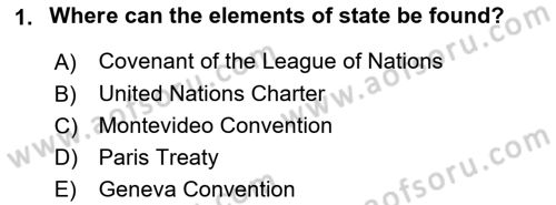 International Law Dersi 2024 - 2025 Yılı (Vize) Ara Sınav Soruları 1. Soru