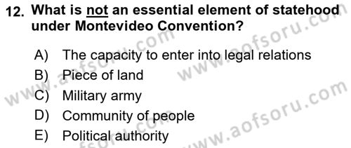 International Law Dersi 2024 - 2025 Yılı (Vize) Ara Sınav Soruları 12. Soru