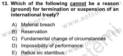 International Law Dersi 2024 - 2025 Yılı (Vize) Ara Sınav Soruları 13. Soru