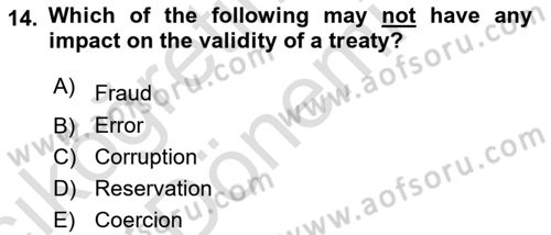 International Law Dersi 2024 - 2025 Yılı (Vize) Ara Sınav Soruları 14. Soru