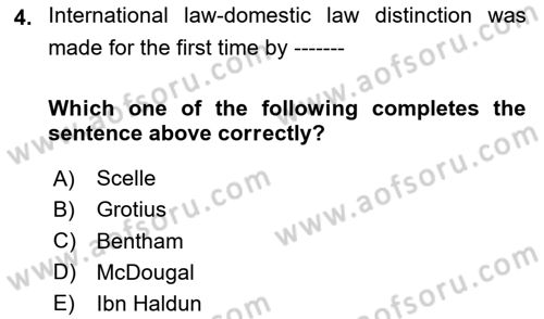 International Law Dersi 2024 - 2025 Yılı (Vize) Ara Sınav Soruları 4. Soru