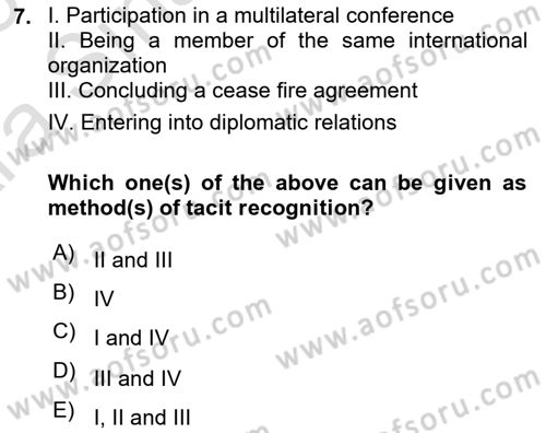 International Law Dersi 2024 - 2025 Yılı (Vize) Ara Sınav Soruları 7. Soru