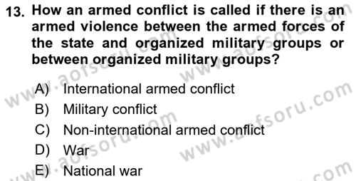 International Law Dersi Dönem Sonu Sınavı Deneme Sınav Soruları 13. Soru