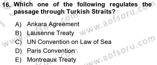 International Law Dersi Dönem Sonu Sınavı Deneme Sınav Soruları 16. Soru