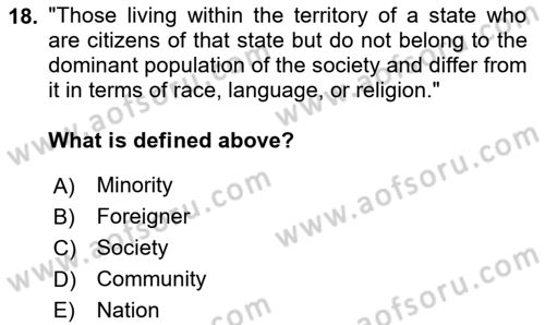 International Law Dersi Dönem Sonu Sınavı Deneme Sınav Soruları 18. Soru