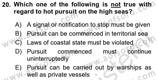 International Law Dersi Dönem Sonu Sınavı Deneme Sınav Soruları 20. Soru