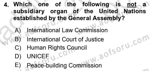 International Law Dersi Dönem Sonu Sınavı Deneme Sınav Soruları 4. Soru