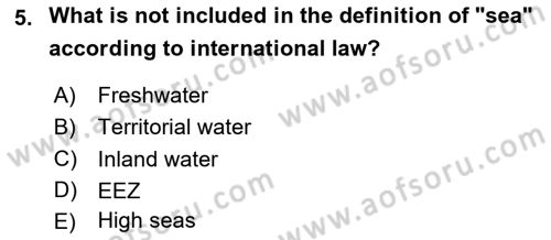 International Law Dersi Dönem Sonu Sınavı Deneme Sınav Soruları 5. Soru