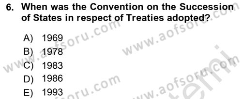 International Law Dersi Dönem Sonu Sınavı Deneme Sınav Soruları 6. Soru