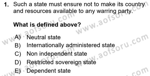 International Law Dersi 2024 - 2025 Yılı Yaz Okulu Sınav Soruları 1. Soru
