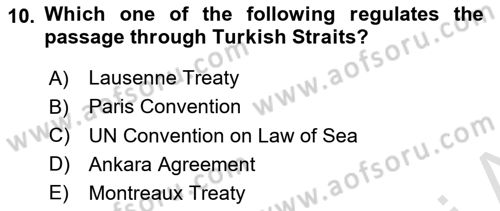 International Law Dersi 2024 - 2025 Yılı Yaz Okulu Sınav Soruları 10. Soru