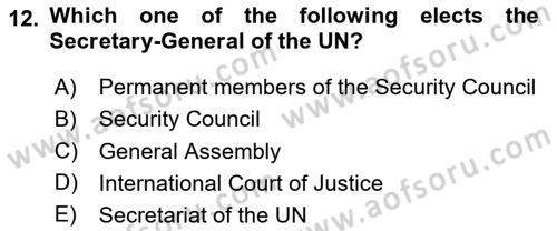 International Law Dersi 2024 - 2025 Yılı Yaz Okulu Sınav Soruları 12. Soru
