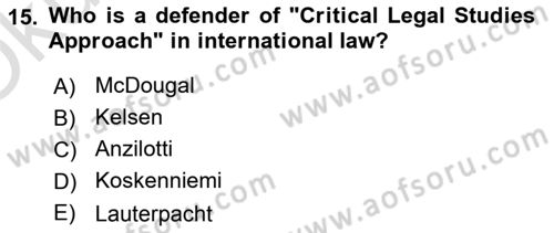International Law Dersi 2024 - 2025 Yılı Yaz Okulu Sınav Soruları 15. Soru