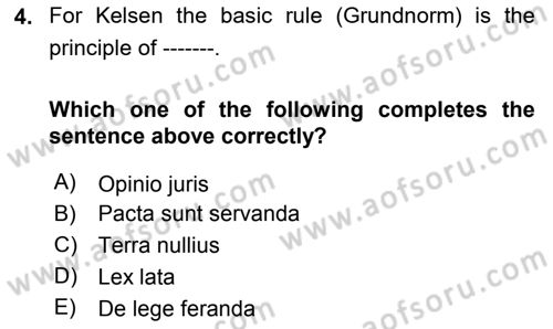 International Law Dersi 2024 - 2025 Yılı Yaz Okulu Sınav Soruları 4. Soru