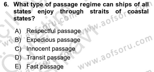 International Law Dersi 2024 - 2025 Yılı Yaz Okulu Sınav Soruları 6. Soru