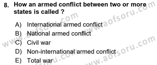 International Law Dersi 2024 - 2025 Yılı Yaz Okulu Sınav Soruları 8. Soru