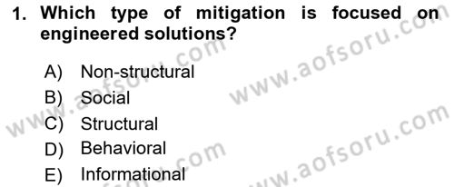 Disaster And Crisis Management Dersi 2024 - 2025 Yılı (Vize) Ara Sınav Soruları 1. Soru