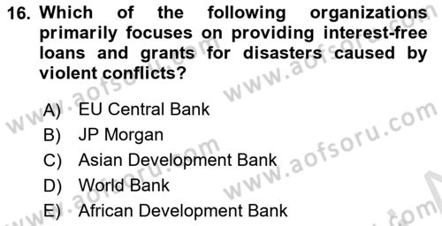 Disaster And Crisis Management Dersi 2024 - 2025 Yılı (Final) Dönem Sonu Sınav Soruları 16. Soru