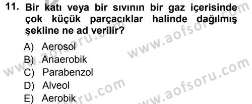 Çevre Sorunları ve Politikaları Dersi 2012 - 2013 Yılı (Vize) Ara Sınav Soruları 11. Soru