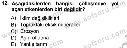 Çevre Sorunları ve Politikaları Dersi 2012 - 2013 Yılı (Vize) Ara Sınav Soruları 12. Soru