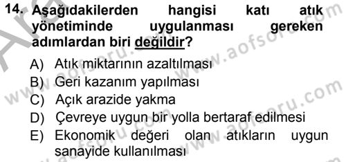 Çevre Sorunları ve Politikaları Dersi 2012 - 2013 Yılı (Vize) Ara Sınav Soruları 14. Soru