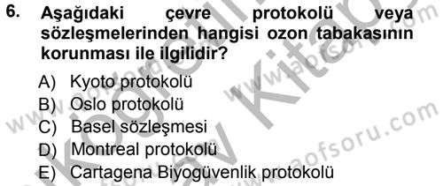 Çevre Sorunları ve Politikaları Dersi 2012 - 2013 Yılı (Vize) Ara Sınav Soruları 6. Soru