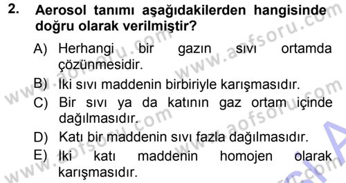 Çevre Sorunları ve Politikaları Dersi 2012 - 2013 Yılı (Final) Dönem Sonu Sınav Soruları 2. Soru