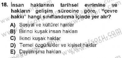 Çevre Sorunları ve Politikaları Dersi 2012 - 2013 Yılı Tek Ders Sınav Soruları 18. Soru