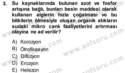 Çevre Sorunları ve Politikaları Dersi 2013 - 2014 Yılı (Final) Dönem Sonu Sınav Soruları 3. Soru