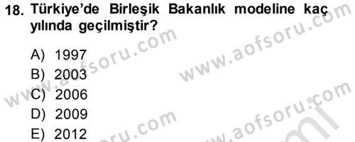Çevre Sorunları ve Politikaları Dersi 2013 - 2014 Yılı Tek Ders Sınav Soruları 18. Soru