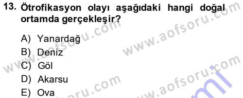 Çevre Sorunları ve Politikaları Dersi 2014 - 2015 Yılı (Vize) Ara Sınav Soruları 13. Soru