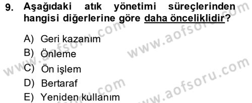 Çevre Sorunları ve Politikaları Dersi 2014 - 2015 Yılı (Vize) Ara Sınav Soruları 9. Soru