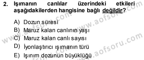 Çevre Sorunları ve Politikaları Dersi 2014 - 2015 Yılı Tek Ders Sınav Soruları 2. Soru