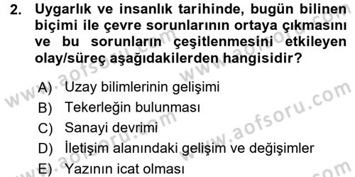 Çevre Sorunları ve Politikaları Dersi 2015 - 2016 Yılı (Vize) Ara Sınav Soruları 2. Soru
