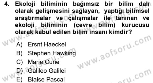Çevre Sorunları ve Politikaları Dersi 2015 - 2016 Yılı (Vize) Ara Sınav Soruları 4. Soru