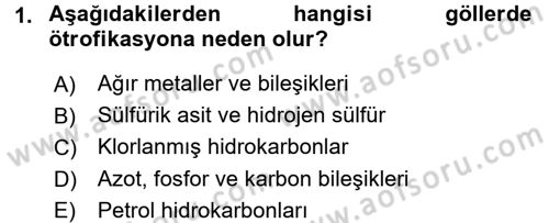 Çevre Sorunları ve Politikaları Dersi 2015 - 2016 Yılı (Final) Dönem Sonu Sınav Soruları 1. Soru