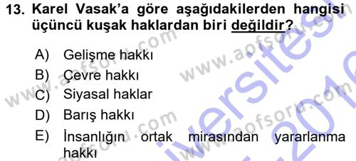 Çevre Sorunları ve Politikaları Dersi 2015 - 2016 Yılı (Final) Dönem Sonu Sınav Soruları 13. Soru
