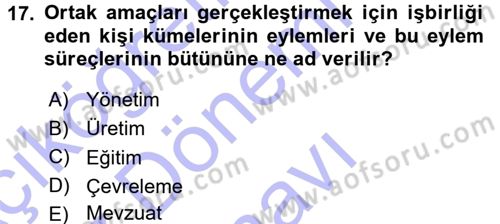 Çevre Sorunları ve Politikaları Dersi 2015 - 2016 Yılı (Final) Dönem Sonu Sınav Soruları 17. Soru