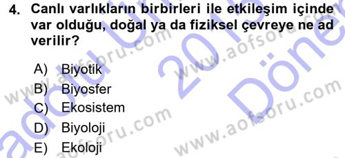 Çevre Sorunları ve Politikaları Dersi 2015 - 2016 Yılı (Final) Dönem Sonu Sınav Soruları 4. Soru