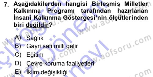 Çevre Sorunları ve Politikaları Dersi 2015 - 2016 Yılı (Final) Dönem Sonu Sınav Soruları 7. Soru