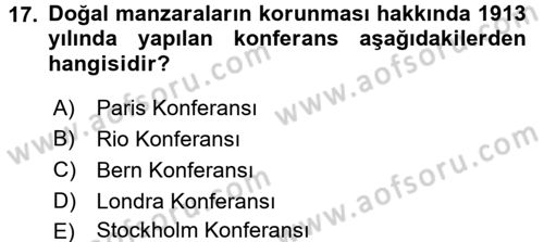 Çevre Sorunları ve Politikaları Dersi 2015 - 2016 Yılı Tek Ders Sınav Soruları 17. Soru
