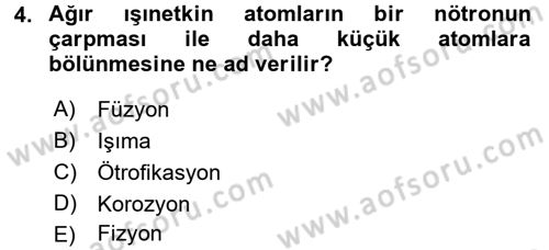 Çevre Sorunları ve Politikaları Dersi 2015 - 2016 Yılı Tek Ders Sınav Soruları 4. Soru
